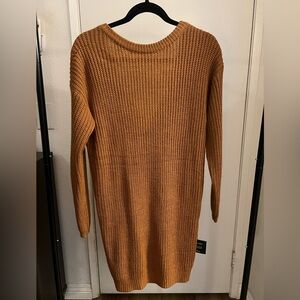 Lulus Camel Backless Sweater Dress